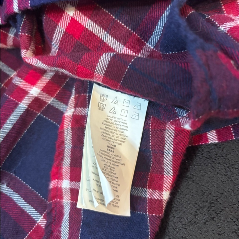 Michael Kors Red and Navy Plaid Button-Down Shirt - Picture 6 of 6